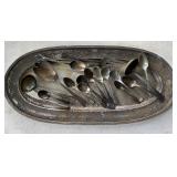 Silver tray of misc flatware