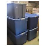 5 Huge 45gal (1 smaller) clean totes full -