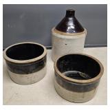 2 Brown and White cocks and jug