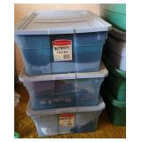 Fabric - 3 Blue Rubbermaid tubs - fabric