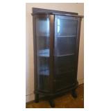 Oak curved glass china cabinet 36x15x60