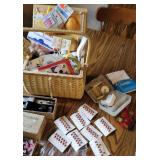 Vintage sewing basket full - love the Lady Bird