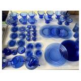 Box of blue banded glasswares