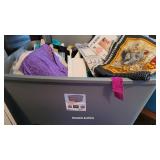 30gal tub full of misc sewing, fabric, lace, etc