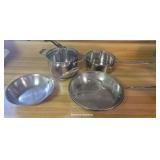Set 4 Emeril stainless pans - HEAVY & strainer