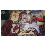 4 Christmas throws /blankets in blue bag