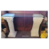 Sofa table/2 plant pillars (29"t) with plate