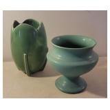 2 Green pottery vases - McCoy