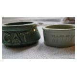 2 cat bowls - McCoy, Watt