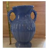 Blue McCoy double handle vase 13in