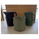 2 salt glazed pitchers 1 McCoy pitcher