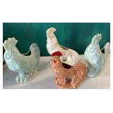 4 rooster planters