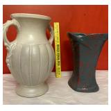 2 large pottery vases
