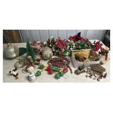 Christmas flowers, Christmas beads, lights,