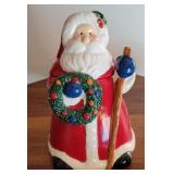 Cookie jar -  Santa Holding Christmas wreath.
