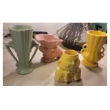 4 McCoy? vases - Humpty Dumpty, hand, etc