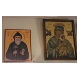 2 religious prints - still hanging
