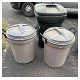 3 rubbermaid garbage cans