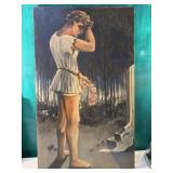 Painting on canvas -male in tunic w/ flower