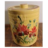 Cookie jar floral pattern.