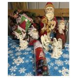 Tub full of Christmas wreath, figurines, 18 inch