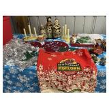 Tub of Christmas, candle holders, felt placemats