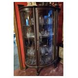Oak curved glass china 40 15 62" - needs tinkering