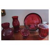 1 Amberina glass pitcher  and Miscellaneous red