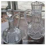 2pcs cut glass - decanter and pitcher