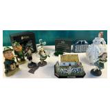 Irish figures, crystal votive, coasters etcï¿½