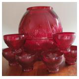 Ruby glass  Cordial glass jar with 6 glasses