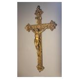 20" Heavy brass crucifix - hanging in back