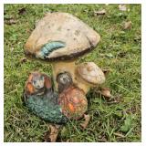 Concrete mushroom and turtle 12"t