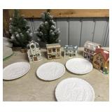 Christmas village, Fenton Christmas plates,