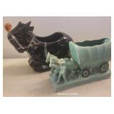 2 pottery horse planters - McCoy??