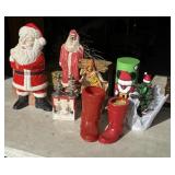 large Santa cookie jar, wooden Santa statue,