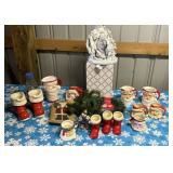 tub of Christmas ornaments, Christmas mugs wrap,