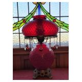Ruby red hobnail Gone with the wind lamp - Chip