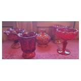 5pcs Moon and stars amberina glass