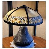 Arts and crafts reverse painted table lamp  -