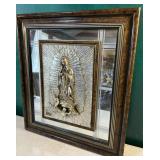 Heavy Virgin Mary plaque on mirror 22ï¿½x20ï¿½