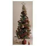 Vintage Christmas tree with ornaments - Aprx 27"