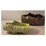 2 McCoy log planters