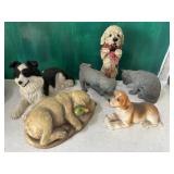 Box of resin cats & dogs