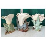 3 floral McCoy planters