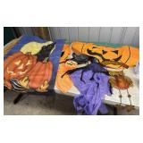 Halloween lot 4 banners, tin sign, yard flag