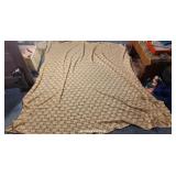 Vintage crocheted tablecloth - beige Aprx 72x84