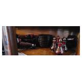 Set of Ruby red glassware - plates, cups and