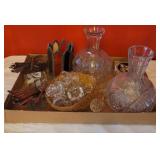 Misc box - decanters, salts, spoon rests &