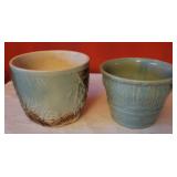 2 pottery jardiniere pots